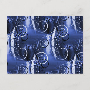 Abstract Floral Swirl Indigo Blue Girly Gifts Postcard