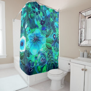 Abstract Floral Teal Blue Green Flower Flowers 