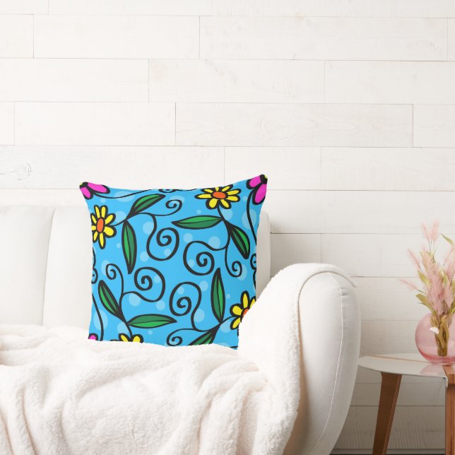 Abstract Floral Throw Pillow (Couch)