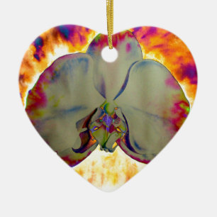Abstract floral tropical orchid painting ceramic ornament