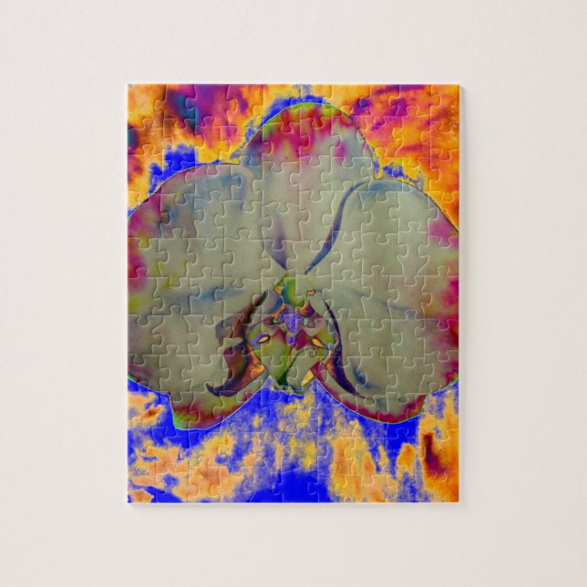 Abstract floral tropical orchid painting jigsaw puzzle (Vertical)