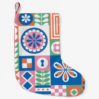 Abstract floral vintage pattern. Scandinavian and Small Christmas Stocking
