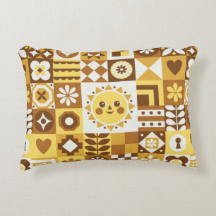 Abstract floral. Vintage Scandinavian and folk des Accent Pillow