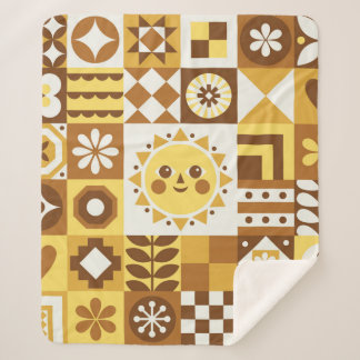 Abstract floral. Vintage Scandinavian and folk des Sherpa Blanket