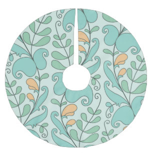 Abstract Floral: Vintage Seamless Pattern Brushed Polyester Tree Skirt