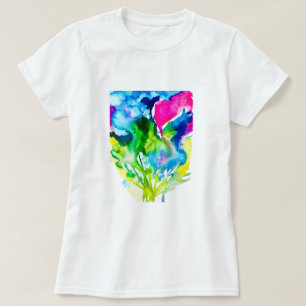 Abstract floral watercolor art T-Shirt