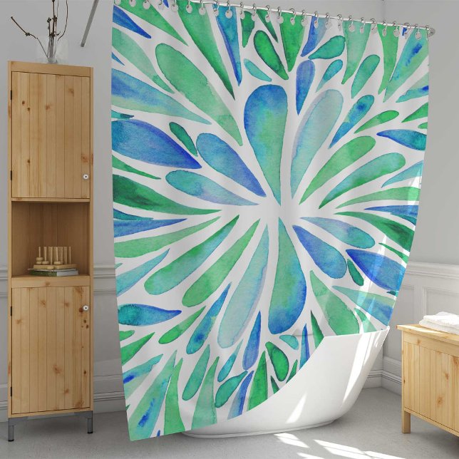 Abstract floral watercolor burst aqua and blue (Creator Uploaded)