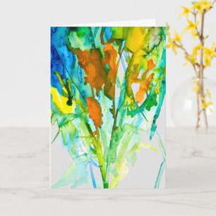 Abstract floral watercolor flowers card