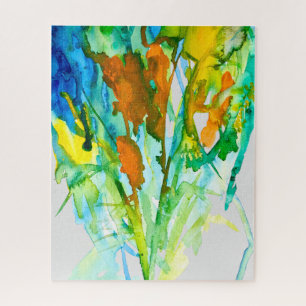 Abstract floral watercolor flowers jigsaw puzzle