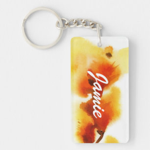 Abstract floral watercolor paintings 2 keychain
