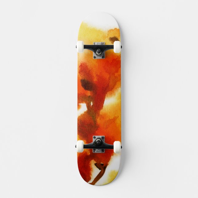 Abstract floral watercolor paintings 2 skateboard (Front)