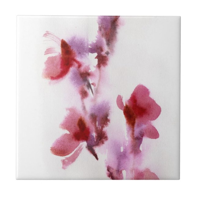 Abstract floral watercolor paintings 3 tile (Front)