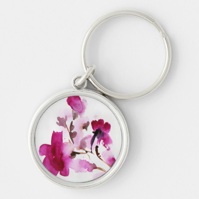 Abstract floral watercolor paintings 4 keychain (Front)