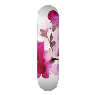 Abstract floral watercolor paintings 4 skateboard