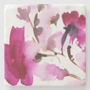 Abstract floral watercolor paintings 4 stone coaster