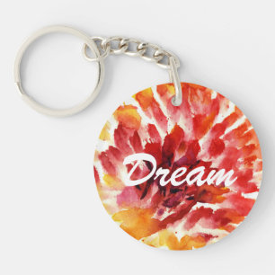 Abstract floral watercolor paintings 5 keychain