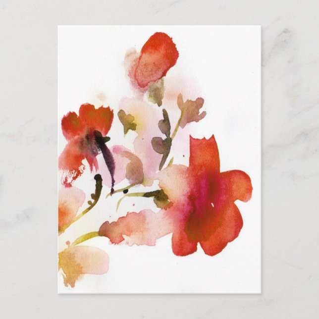 Abstract floral watercolor paintings postcard (Front)