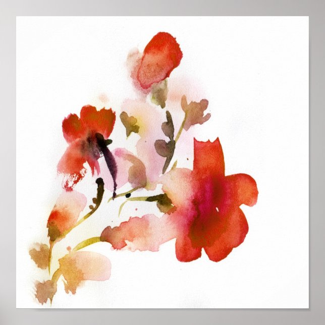 Abstract floral watercolor paintings poster (Front)