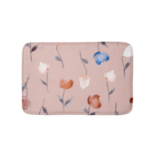 Abstract Floral Watercolor: Pastel Seamless. Bath Mat