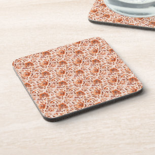 Abstract Floral Watercolor Pattern Autumn Colors Coaster
