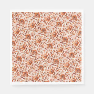 Abstract Floral Watercolor Pattern Autumn Colors Napkin