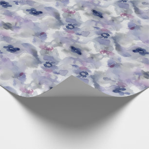Abstract Floral Watercolor Pattern Lavender Blue Wrapping Paper