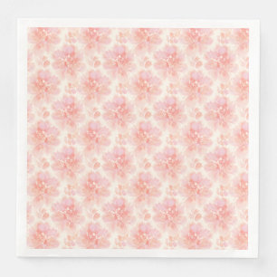 Abstract Floral Watercolor Pattern Peach and Pink Napkin