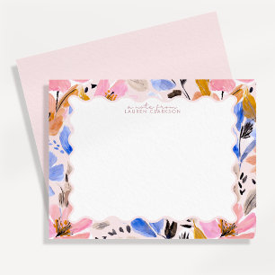 Abstract Floral Wavy Frame Note Card