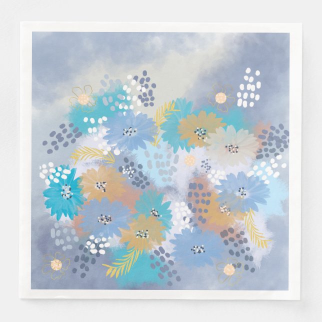 Abstract floral wedding napkin (Front)