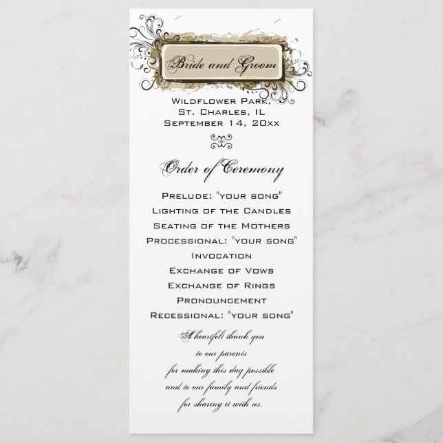 Abstract Floral Wedding Program (Front)