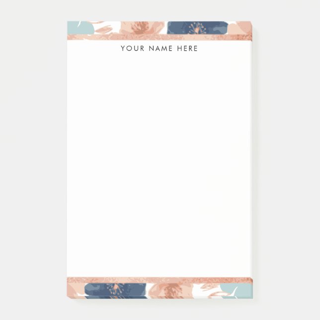 Abstract Floral with Rose Gold Border Post-it Notes (Front)