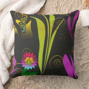 Abstract Floral with Spirals 1 Throw Pillow