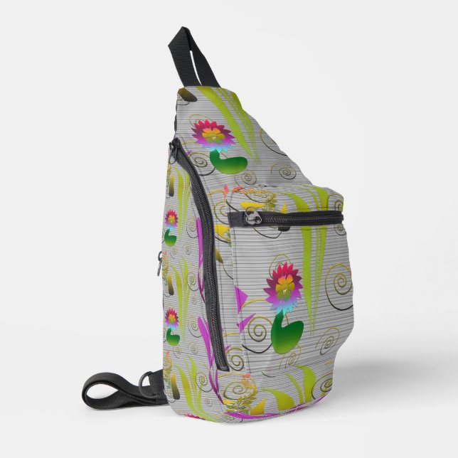 Abstract Floral with Spirals 2 Sling Bag (Left Corner)