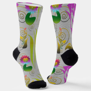 Abstract Floral with Spirals 2 Socks