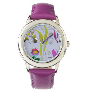 Abstract Floral with Spirals 3 Watch