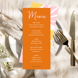 Abstract floral yellow & orange pink mix and match menu