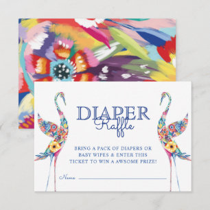 Abstract Florals Stork Birds Diaper Raffle Ticket Enclosure Card