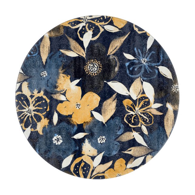 Abstract Florals: Watercolor Repeating Pattern Cutting Board (Front)
