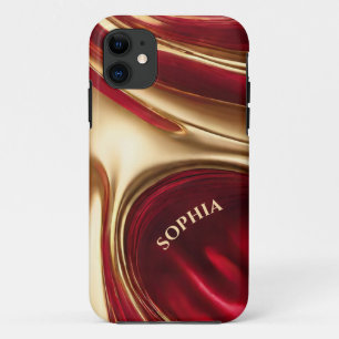 Abstract Flow Art-Red and Gold iPhone 11 Case