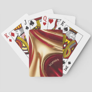 Abstract Flow Art- Red and Gold- Playing Cards