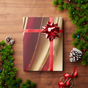 Abstract Flow Art-Red and Gold- Wrapping Paper