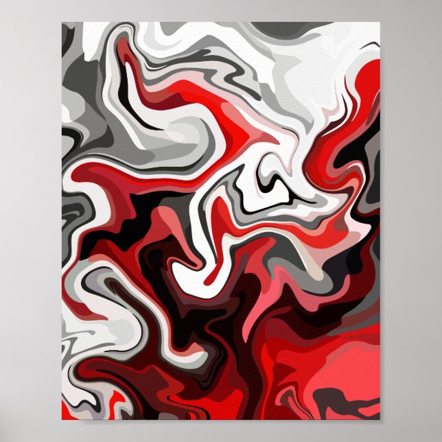 Abstract Flow of Red, black, white & Grey Tones  Poster (Front)