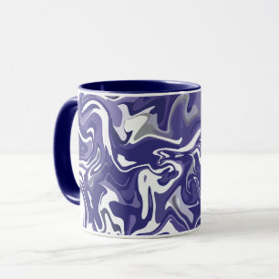 Abstract Flow with Navy Blue, White, & Grey Mug