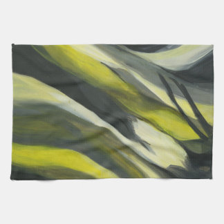 Abstract Flow - Yellow Gray Kitchen Towel