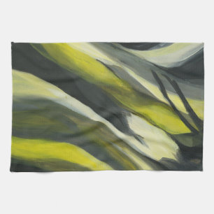 Abstract Flow - Yellow Grey Kitchen Towel