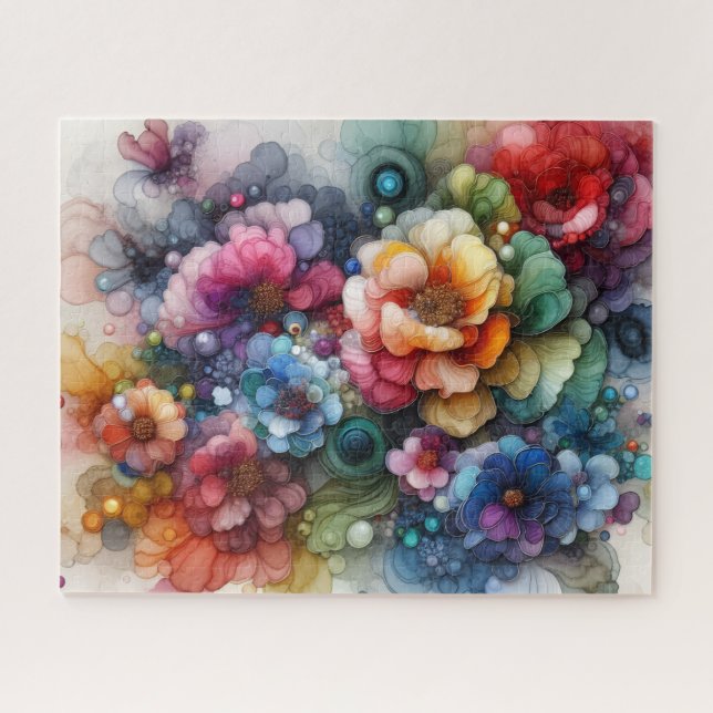 Abstract Flower Alcohol Ink Jigsaw Puzzle (Horizontal)
