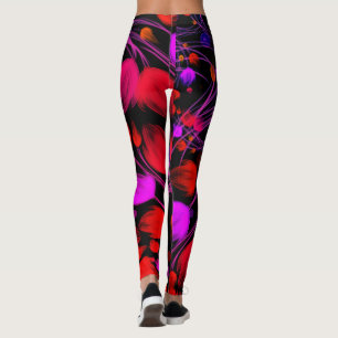 Abstract flower and foliage water colour leggings