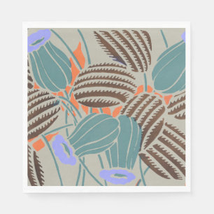 Abstract Flower and Leaf Pattern Art Nouveau Napkin