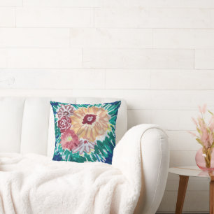 Abstract Flower Bouquet Painting Throw Pillow