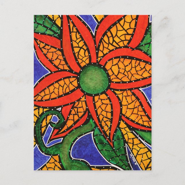 Abstract Flower Colourful Art Postcard (Front)